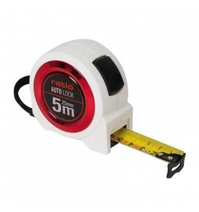 Flexómetro RATIO AUTOLOCK 5M hoja de 25MM - ConstruPlace